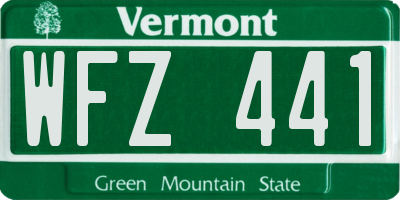 VT license plate WFZ441