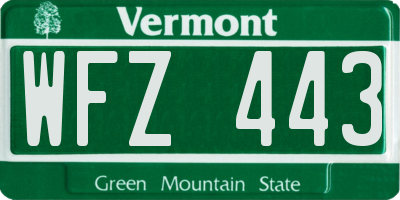 VT license plate WFZ443
