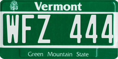 VT license plate WFZ444