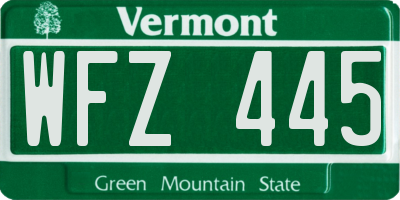 VT license plate WFZ445