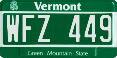 VT license plate WFZ449