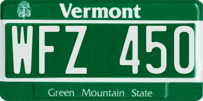 VT license plate WFZ450