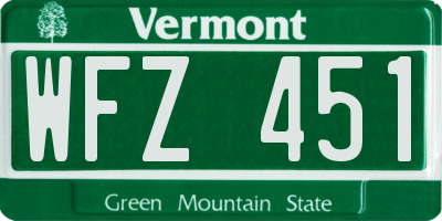 VT license plate WFZ451