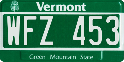 VT license plate WFZ453