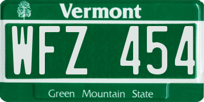 VT license plate WFZ454