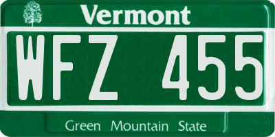 VT license plate WFZ455