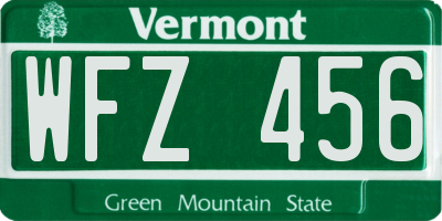 VT license plate WFZ456