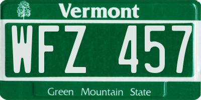 VT license plate WFZ457