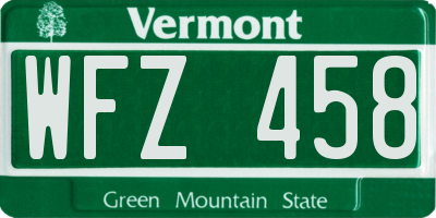 VT license plate WFZ458