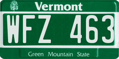 VT license plate WFZ463