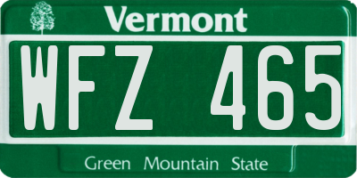 VT license plate WFZ465