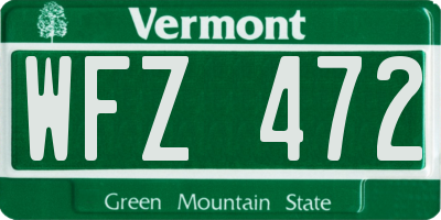 VT license plate WFZ472