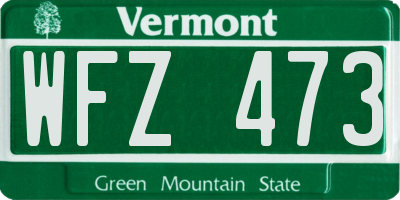 VT license plate WFZ473