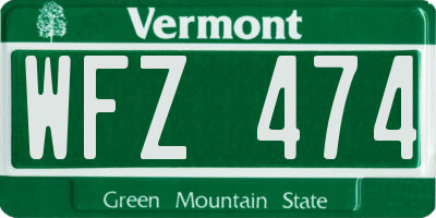 VT license plate WFZ474