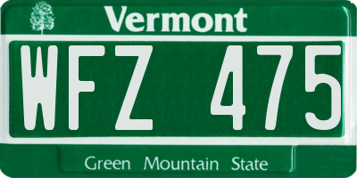 VT license plate WFZ475