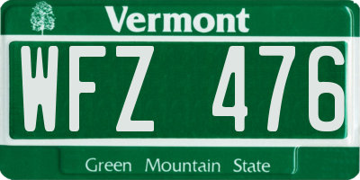 VT license plate WFZ476