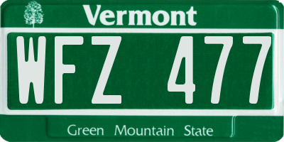 VT license plate WFZ477