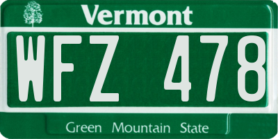 VT license plate WFZ478