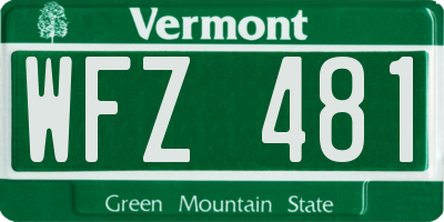 VT license plate WFZ481