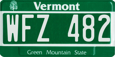VT license plate WFZ482