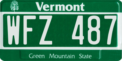 VT license plate WFZ487
