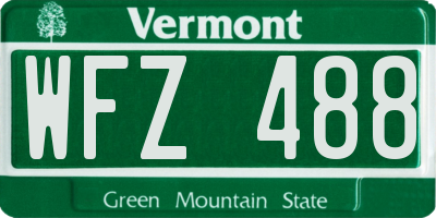 VT license plate WFZ488
