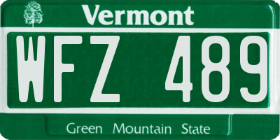 VT license plate WFZ489
