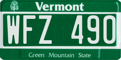 VT license plate WFZ490