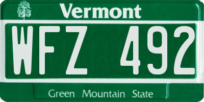 VT license plate WFZ492