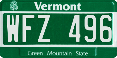 VT license plate WFZ496