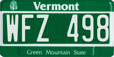 VT license plate WFZ498