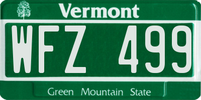 VT license plate WFZ499