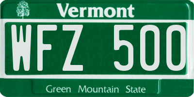 VT license plate WFZ500