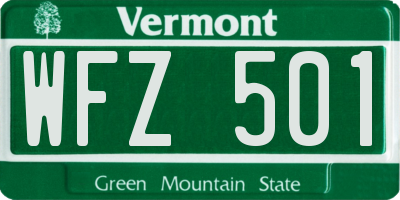 VT license plate WFZ501