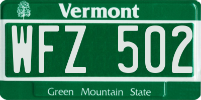 VT license plate WFZ502