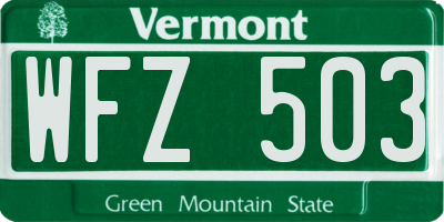 VT license plate WFZ503