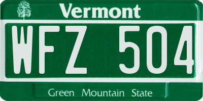 VT license plate WFZ504