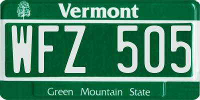 VT license plate WFZ505