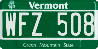 VT license plate WFZ508