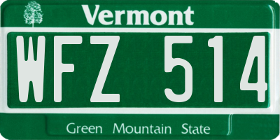 VT license plate WFZ514
