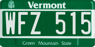 VT license plate WFZ515