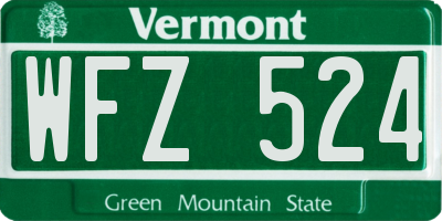 VT license plate WFZ524