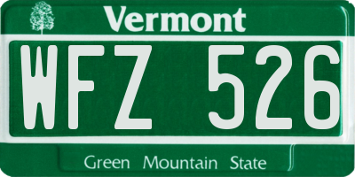 VT license plate WFZ526