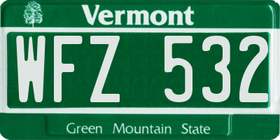 VT license plate WFZ532