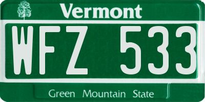 VT license plate WFZ533