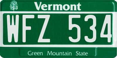 VT license plate WFZ534