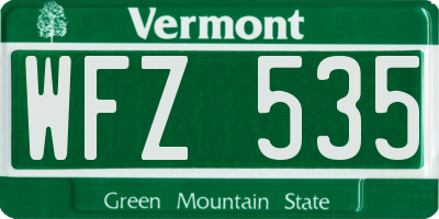 VT license plate WFZ535