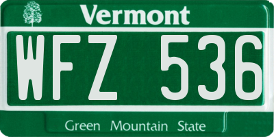 VT license plate WFZ536