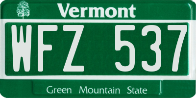 VT license plate WFZ537