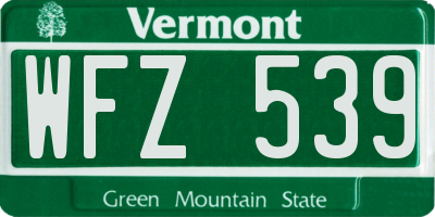 VT license plate WFZ539